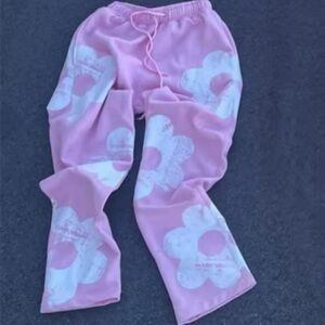 Pink flower print sweatpants #loungewear Y2k Jeans Hip Hop Flowers Printed